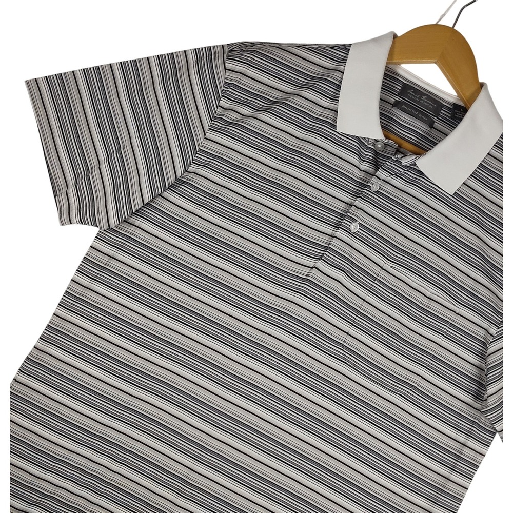 Daniel Cremieux Signature Collection Mercerized Cotton Striped Polo Shirt Large
